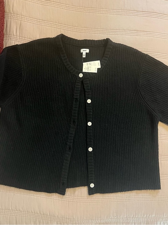 aerie Sweaters - aerie Black Ribbed Extra Soft Button-Front Cardigan Short Sleeve Cozy Casual